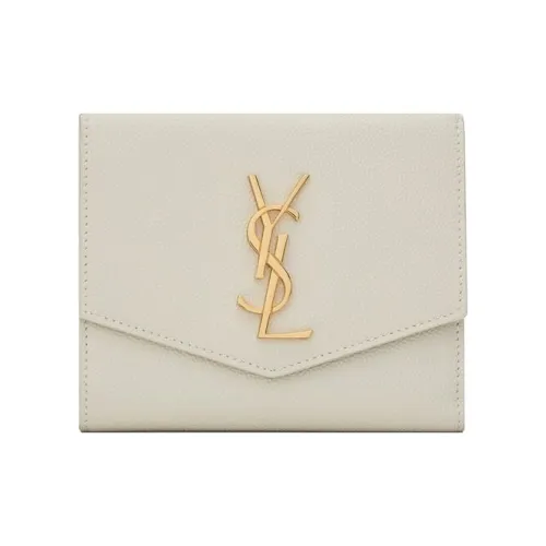 SAINT LAURENT UPTOWN Кожа Кошелек Маленький Женский Винтаж Белый