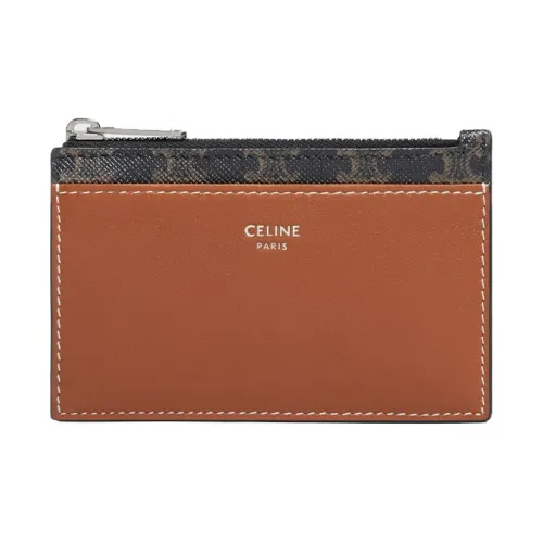 CELINE Triomphe Коровья кожа Держатель для карт Мини Женский Рыжевато-коричневый
