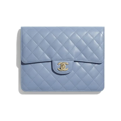 CHANEL Lambskin Wallet Women's Sky Blue