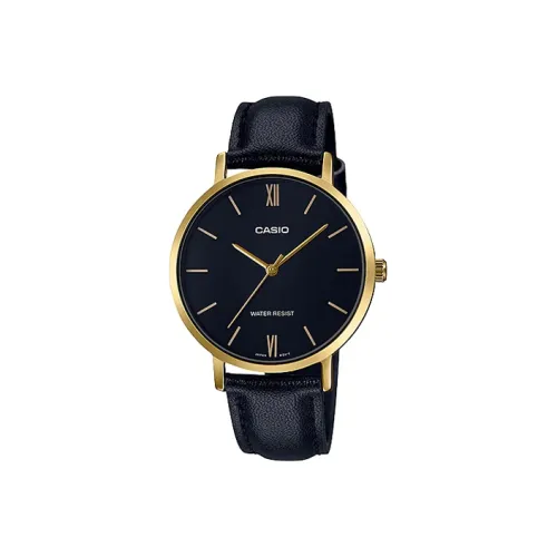 CASIO Standard Series Кварцевый механизм Кожаный ремешок Часы Женские Черный циферблат