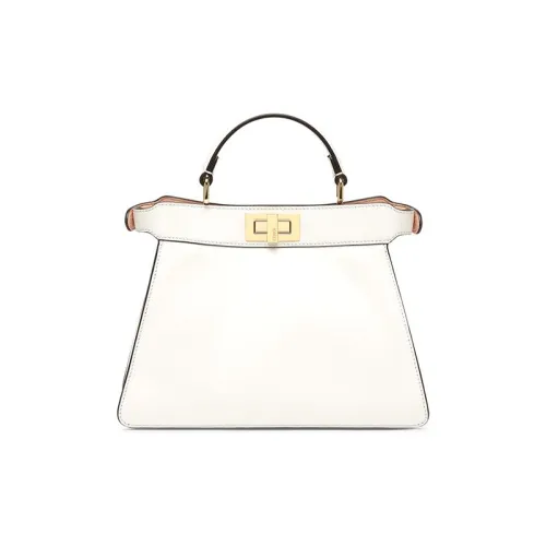 FENDI Peekaboo ISeeU Коровья кожа Аккордеонная сумка Сумка Сумка через плечо Сумка через плечо Маленькая Женская Белая