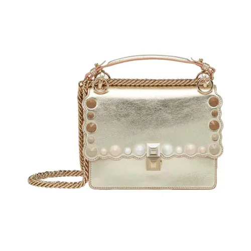 FENDI Kan I Кожа Сумка через плечо Маленькая Женская Шампанское Золото