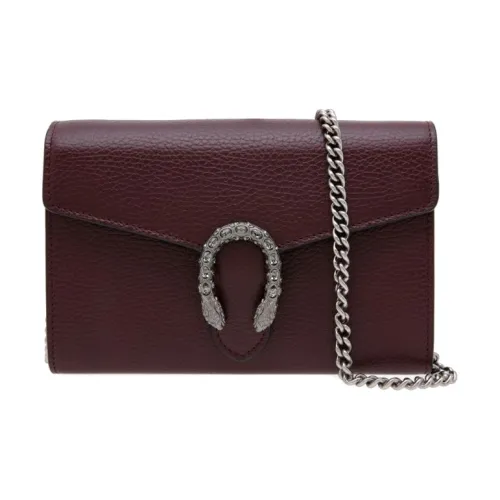 GUCCI Dionysus Кожа Кошелек Сумка через плечо Сумка на плечо Женская Темно-бордовый