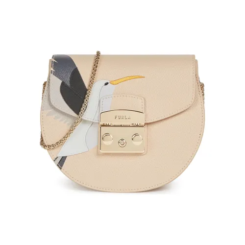 Furla Metropolis Collection Кожа Сумка через плечо Мини Женская Бежевая