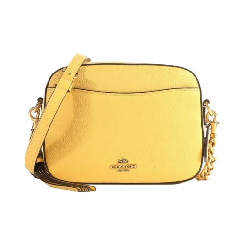 COACH Camera Коровья кожа Camera Сумка Сумка через плечо Маленькая Женская Конфетно-желтая