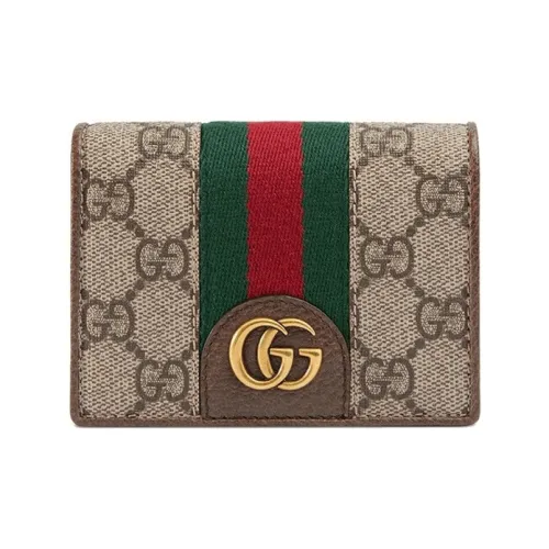GUCCI Ophidia Холст и Кожа Держатель для Карт и Кошелек Унисекс Бежевый
