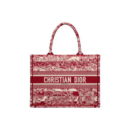 DIOR BookTote Полосы JUNGLE Collection Тоут Сумка Сумка для покупок Сумка среднего размера Женская Бургунди