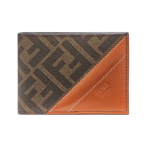 FENDI Бифолд Держатель для карт кошелек Мужской Коричневый