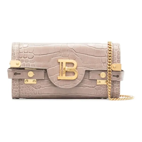 BALMAIN Клатч из коровьей кожи женский цвет тауповый