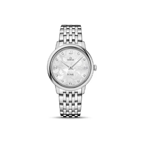 OMEGA Quartz Механизм Женские Часы Elegant Saucer Series 32,7мм*32,7мм*8,5мм Серебряные