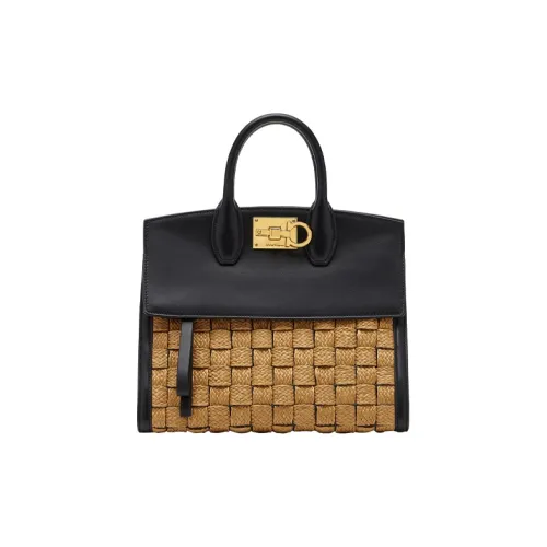 FERRAGAMO Studio Series DAMIER Плетеная сумка из соломы Мужская Коричневая Черная Многоцветная