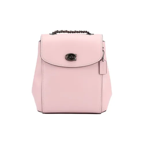 COACH Паркер Покрытый холст с кожаными вставками Дорожная сумка Повседневная сумка Рюкзак Маленький Женский Розовый