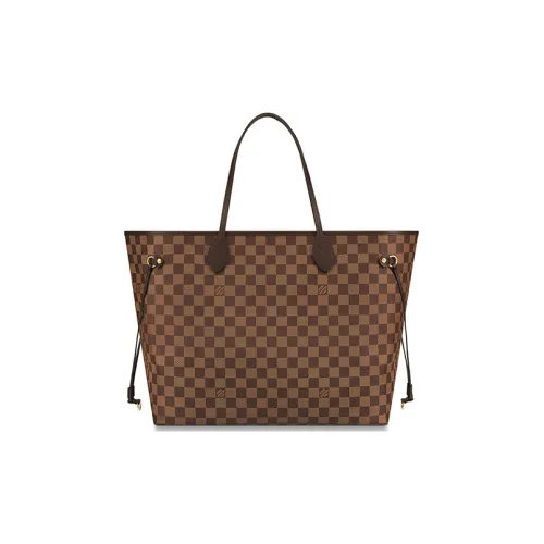 LOUIS VUITTON NEVERFULL Покрытый холст с кожаными вставками MOTHER Daughter Тоут Сумка Плечо Сумка Большая Женская Коричневая
