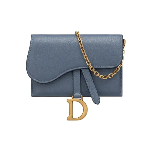 DIOR Седло Овчина Седло Сумка Сумка через плечо Экстра мини Женская Темно-джинсовый синий