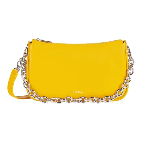 Furla Moon Коровья кожа Сумка через плечо Маленькая Женская Желтая