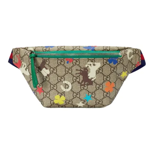 GUCCI Canvas С кожаными вставками Слинг-сумка Сумка на пояс Стандартная Детская Эбеновое дерево Зеленый Многоцветный
