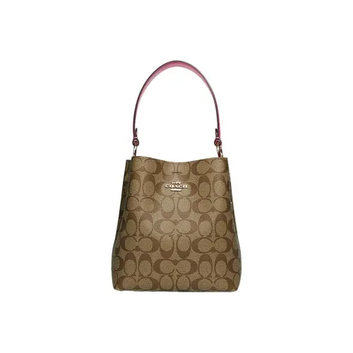 COACH Town Холст и кожа Ведрообразная сумка Сумка через плечо Сумка через плечо Маленькая Женская