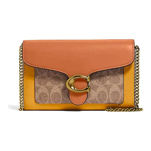 COACH Tabby Кожа Сумка через плечо Сумка с цепочкой Сумка на плечо Женская Апельсин Хаки с монограммой