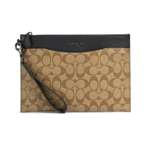 COACH Beckett Покрытый холст телячья кожа тонкий клатч стандартный мужской черный и хаки