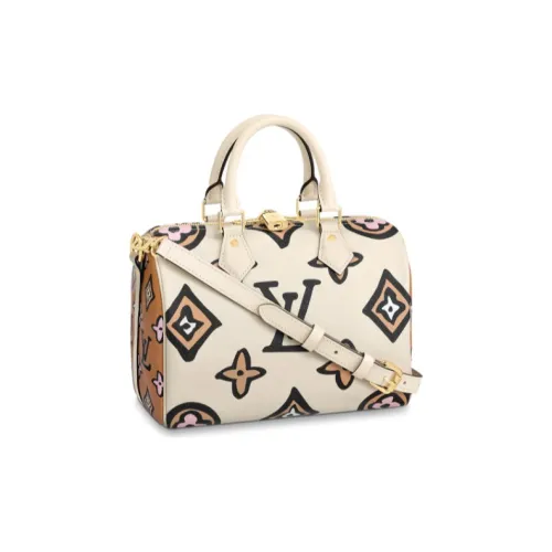 LOUIS VUITTON Speedy Холст Сумка Сумка через плечо Сумка через плечо Женская Белая Карамель