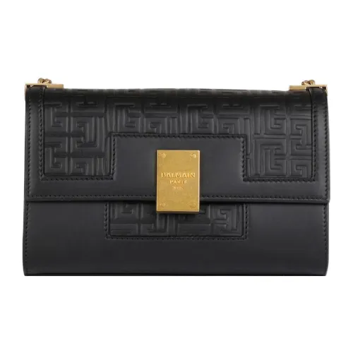 BALMAIN Тисненая Телячья Кожа Сумка через плечо Средняя Женская Черная