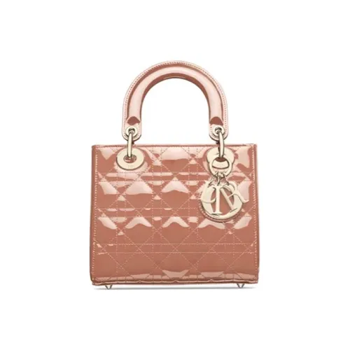 DIOR Lady Dior Лакированная кожа Телячья кожа Сумка Сумка через плечо Сумка через плечо Маленькая Женская Розовая