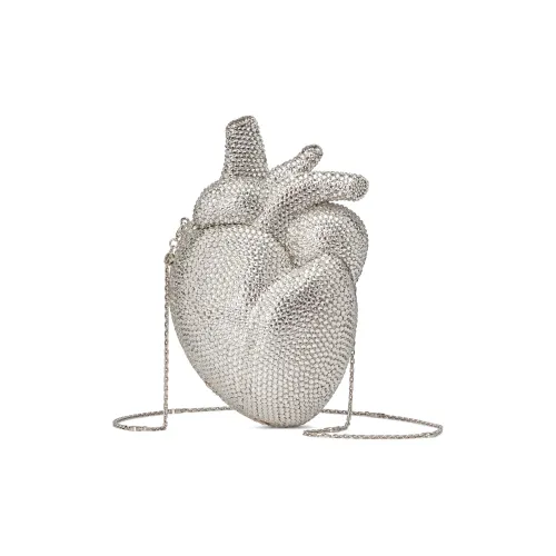 GUCCI Эмаль Металл Сердце Формированный Клатч Сумка через плечо Женская Серебряная Белая