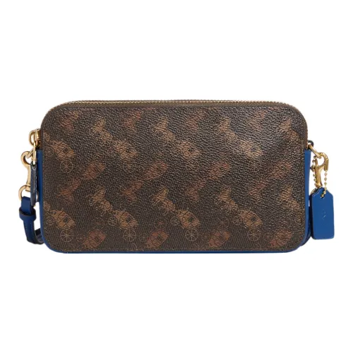 COACH Kira (Красный) Холст и Кожа Camera Сумка Сумка через плечо Маленькая Женская Темно-Коричневый и Синий