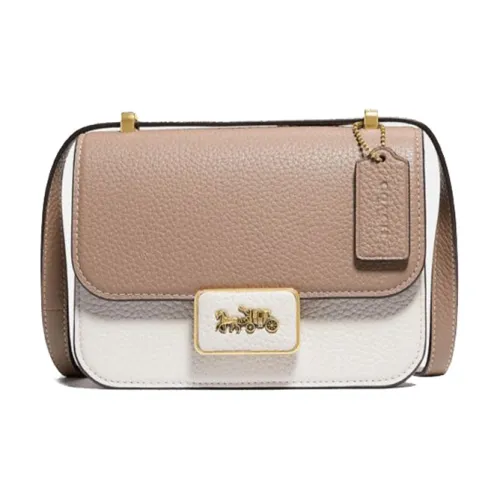 COACH Alie Кожа Курьерская Сумка Маленькая Квадратная Сумка Сумка через плечо Сумка на плечо Женская Белая