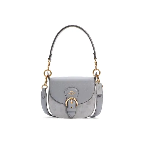 COACH Kleo Кожа Седло Сумка Портативная Сумка через плечо Маленькая Женская Сумка Синий Серый