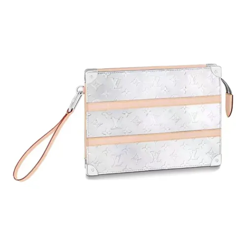 LOUIS VUITTON Основная часть покрыта холстом кожа мягкая коробка клатч сумка через плечо мужская серебряная