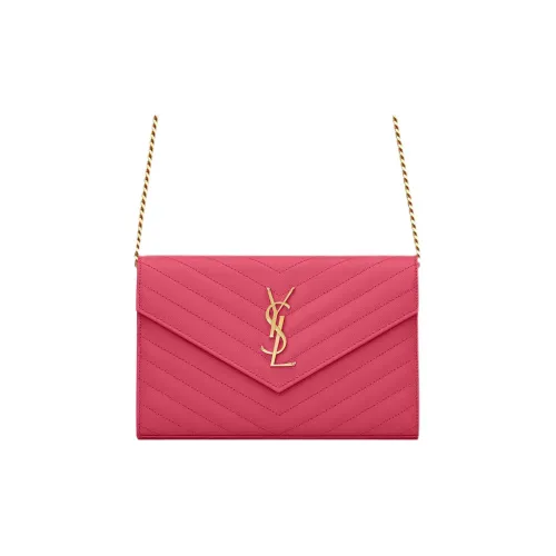 SAINT LAURENT Коровья кожа Цепочка Кошелек Сумка через плечо Сумка на плечо Женская Фуксия