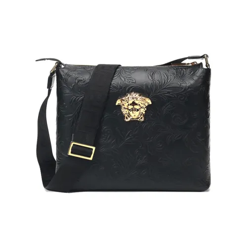 VERSACE Кожа Сумка через плечо Курьерская сумка Сумка на плечо Унисекс Черный