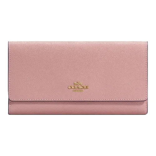 COACH Canvas Кожа Клатч Кошелек Женские Перламутрово-розовый