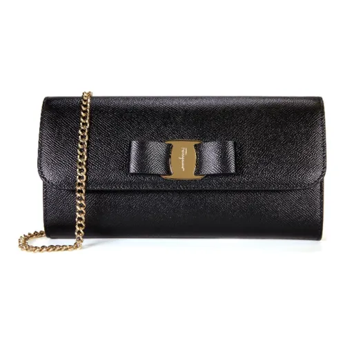 FERRAGAMO Vara Корова Кожа Переносная Сумка через Плечо Мини Женская Черная