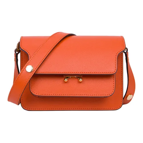 MARNI Основная часть Телячья кожа Аккордеонная сумка Сумка через плечо Мини Женская Оранжевый Красный