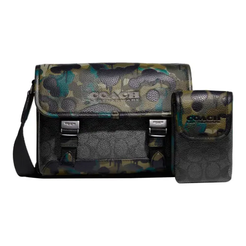COACH League Холст и кожа Сумка для хранения Сумка через плечо Маленькая мужская черная