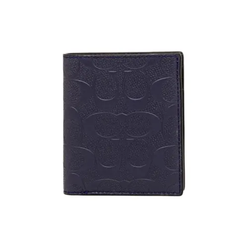 COACH Slim Wallet из кожи кошелек средний мужской полночный синий