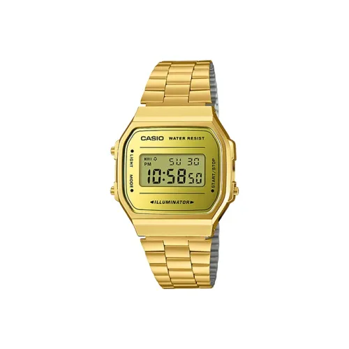 CASIO Vintage Collection A168 Кварцевый механизм Смола Ремешок Часы Мужские Золотистый циферблат A168WEGM 9