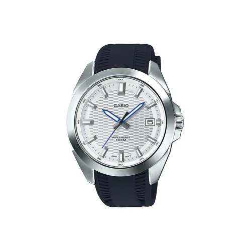 CASIO Standard Series Кварцевый механизм Смольный ремешок Часы 51,5мм*47,2мм*10,1мм Мужские часы Серебристый циферблат