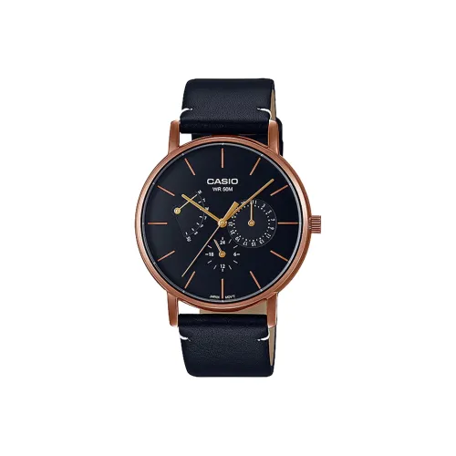 CASIO Standard Series Кварцевый механизм Естественная кожа Ремешок Часы Мужские Черный циферблат MTP E320RL 1EVDF