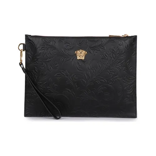 VERSACE Коровья кожа Монетница Кошелек для монет Клатч Большой Мужской Черный