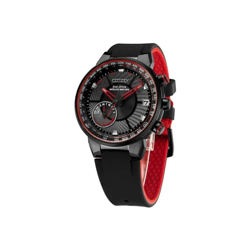 CITIZEN Светильник Кварцевый Механизм Кожаный Ремешок Часы 44 мм Мужские Часы Черный Циферблат