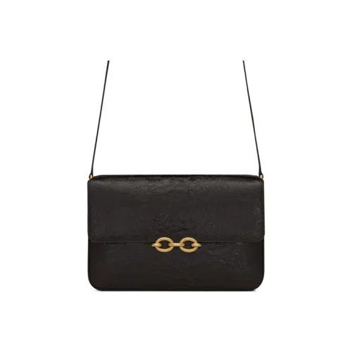 SAINT LAURENT LE MAILLON Сумка через плечо из кожи женская цвет эбен темно-коричневый