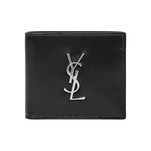 SAINT LAURENT Монограмма Гладкая Кожа Кошелек Мужской Черный