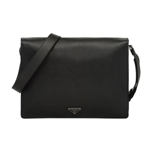 PRADA Сумка через плечо из кожи мужская черная