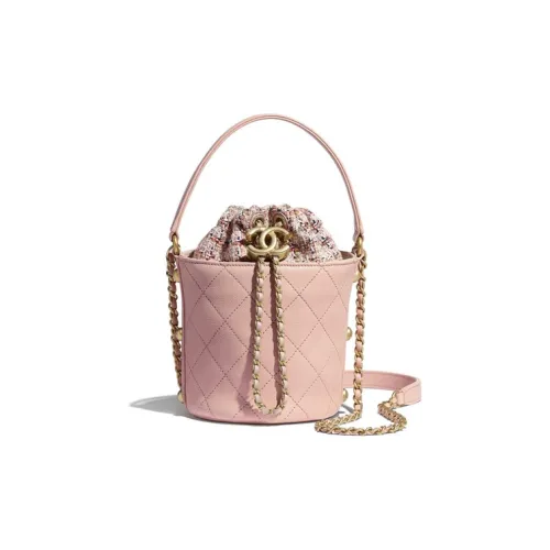 CHANEL Телячья кожа Ведрообразная сумка Сумка через плечо Сумка Маленькая Женская Светло-розовая Красная