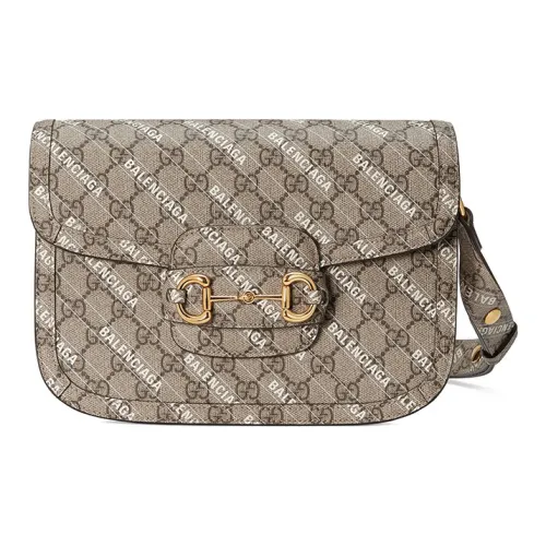 GUCCI Paris House Collaboration Horsebit 1955 Leather Saddle Bag Crossbody Bag Small Unisex Ebony