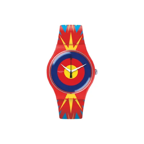 SWATCH Original Collection Кварцевый механизм Унисекс Часы 47,4 мм Синий циферблат Пластиковый корпус Часы Силиконовый ремешок