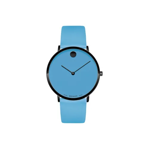 MOVADO 47 Collection Кварцевый механизм Унисекс Часы 40 мм Синий циферблат Корпус из нержавеющей стали Ремешок из натуральной кожи 0607428